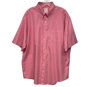 Men's Brooks Brothers Pink White Gingham The Original Fit Polo‎ Shirt Size XL